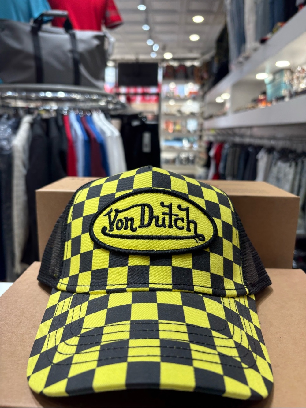 Von Dutch Black & Yellow Checker Trucker Cap